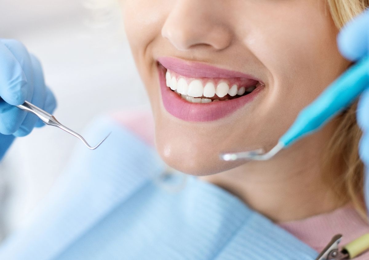 Close-up of a bright, even smile during a cosmetic dental assessment